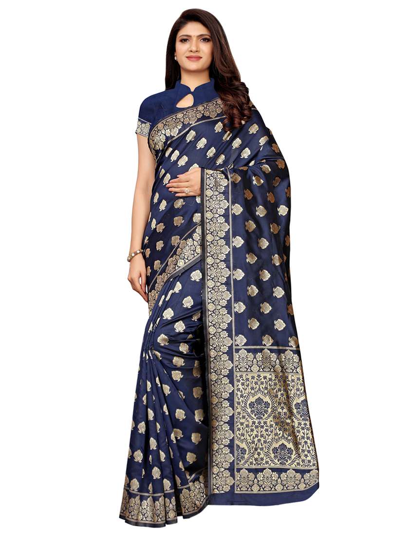 self-design banarasi saree with blouse