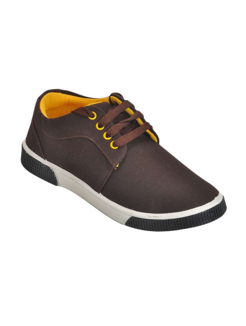 Buy online Ajanta Brown Canvas Sneakers from Casual Shoes for Men