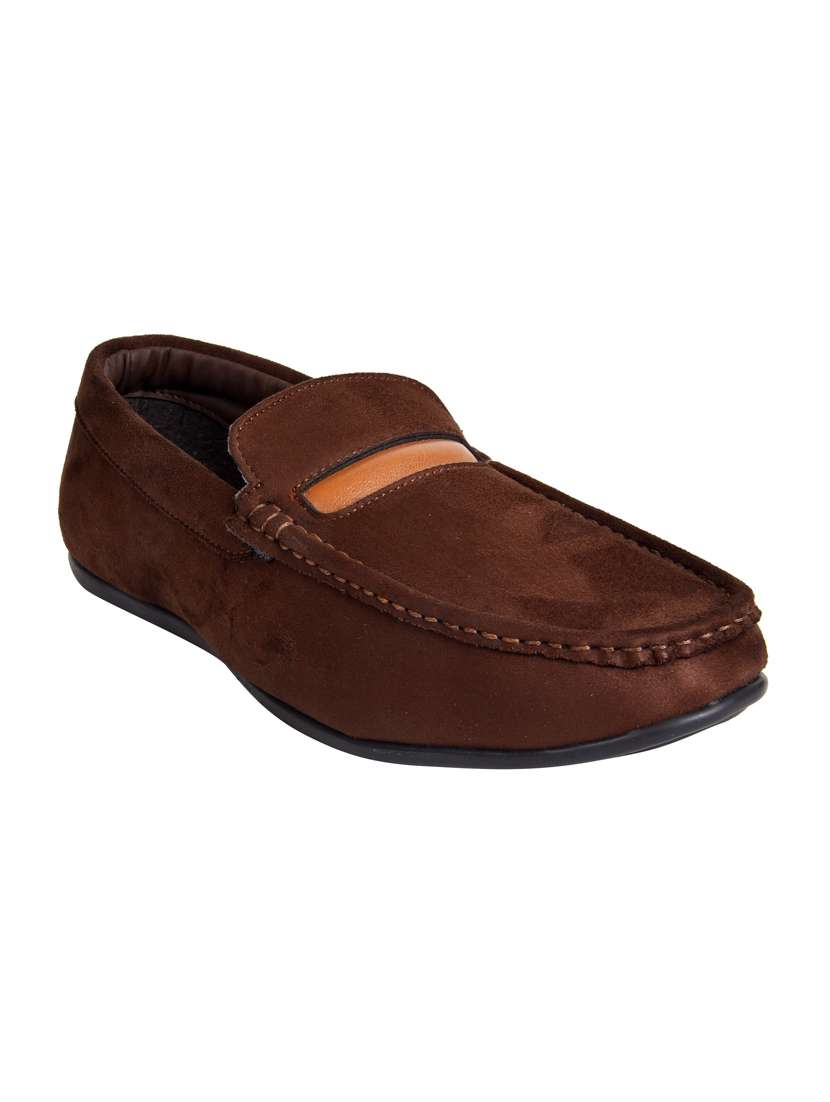 Buy online Ajanta Brown Suede Slip On Loafers from Casual Shoes