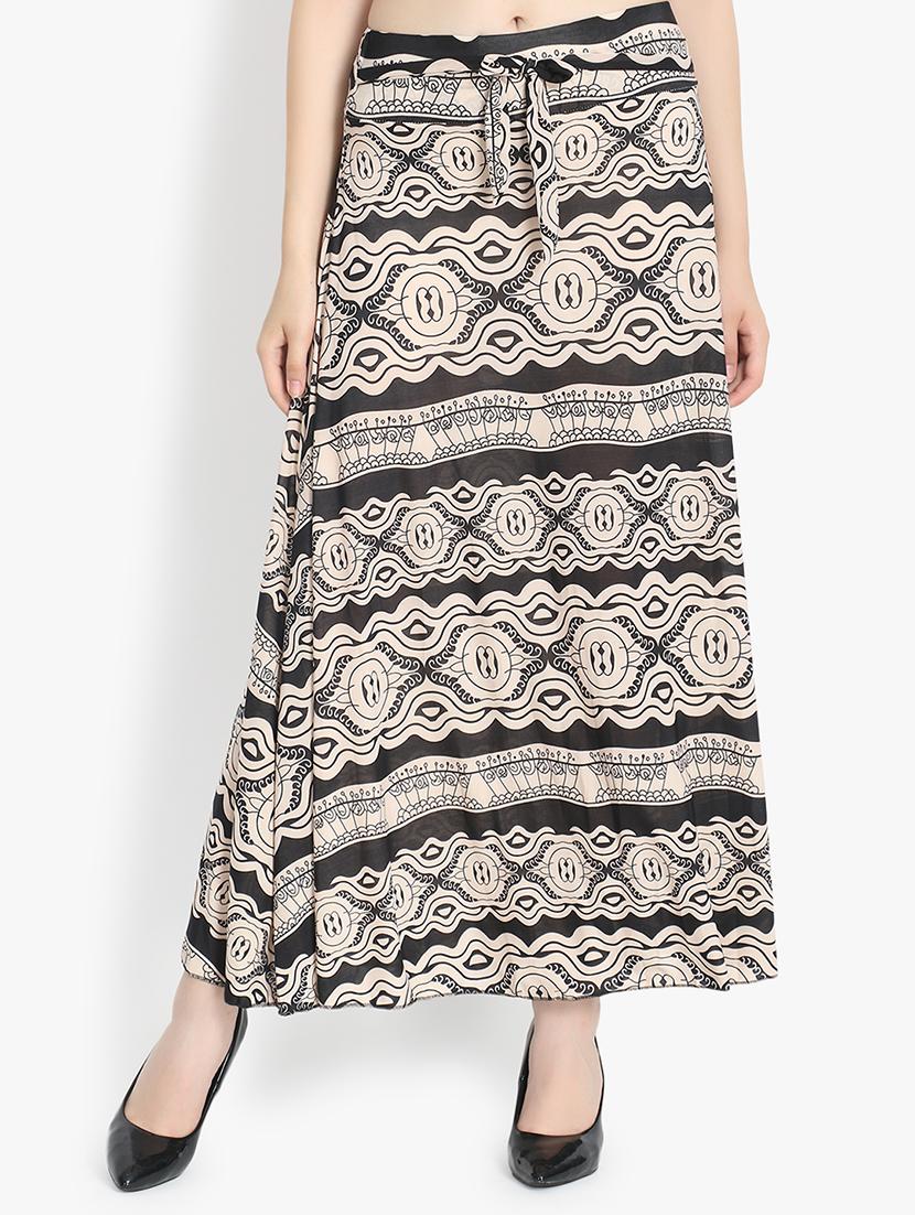 tie front printed a-line skirt - 16457167 - Zoom Image - 0