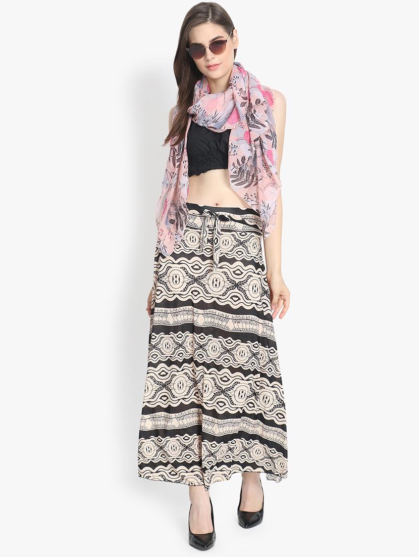 tie front printed a-line skirt - 16457167 - Standard Image - 3