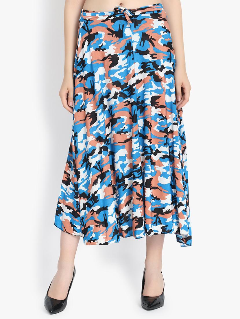 tie front camouflage a-line skirt - 16457168 - Zoom Image - 0