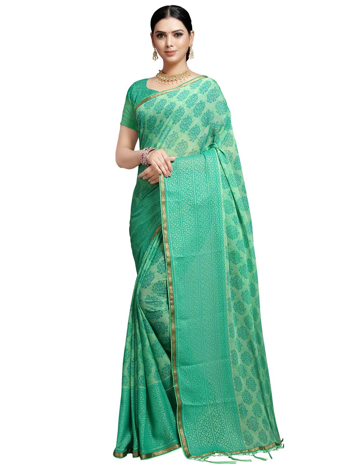 floral printed saree with blouse