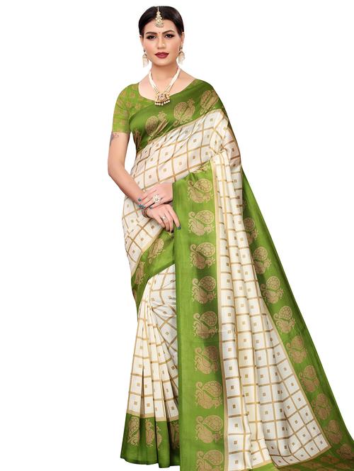 green art silk mysore saree with blouse - 16457264 - Standard Image - 0