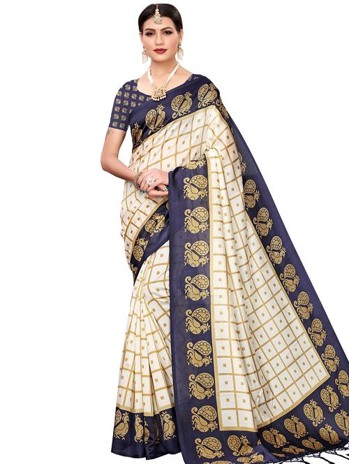 offwhite art silk mysore saree with blouse - 16457266 -  Standard Image - 0