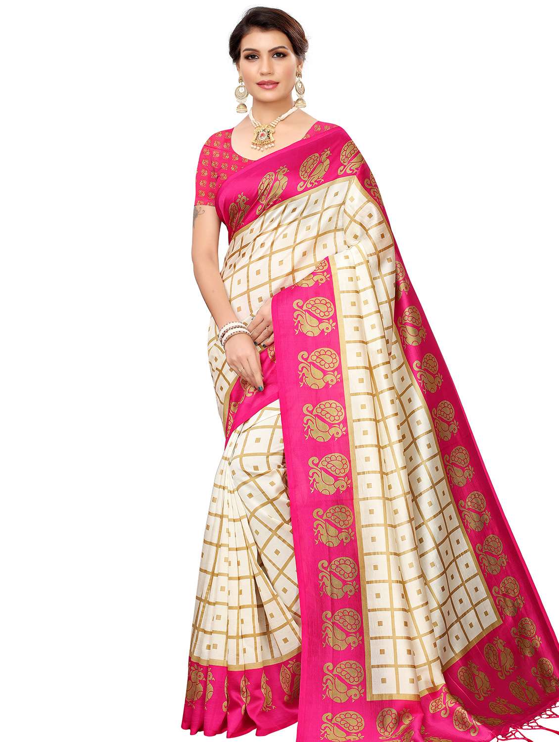 pink art silk mysore saree with blouse - 16457267 -  Zoom Image - 0