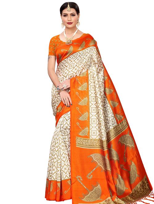 orange art silk mysore saree with blouse - 16457270 -  Standard Image - 0