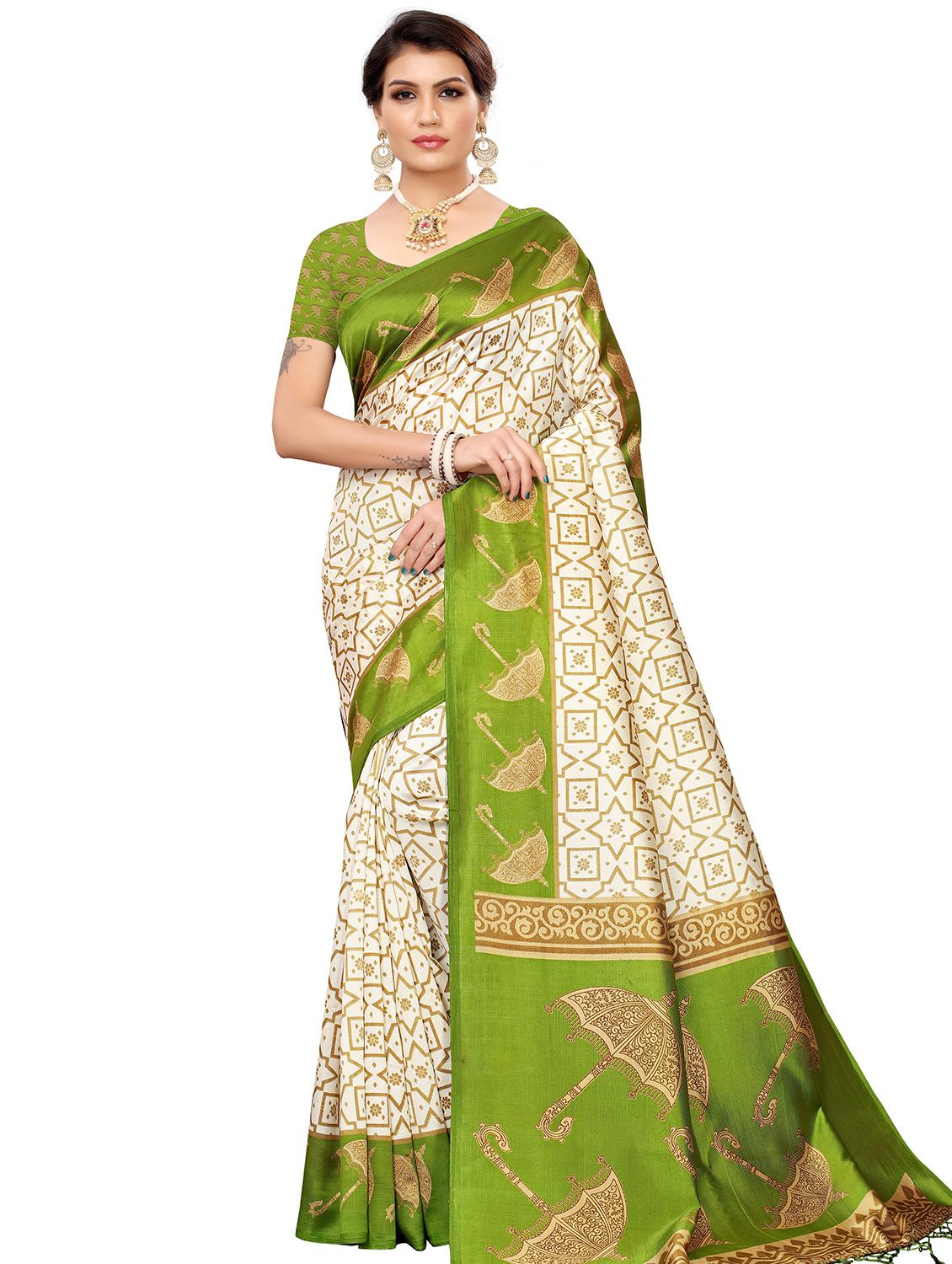 green art silk mysore saree with blouse - 16457272 - Zoom Image - 0