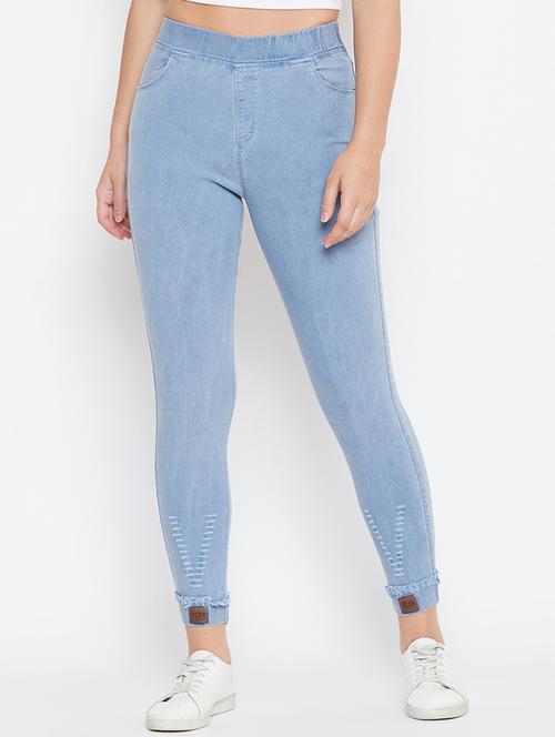 distressed detail solid jeggings - 16459041 - Standard Image - 0