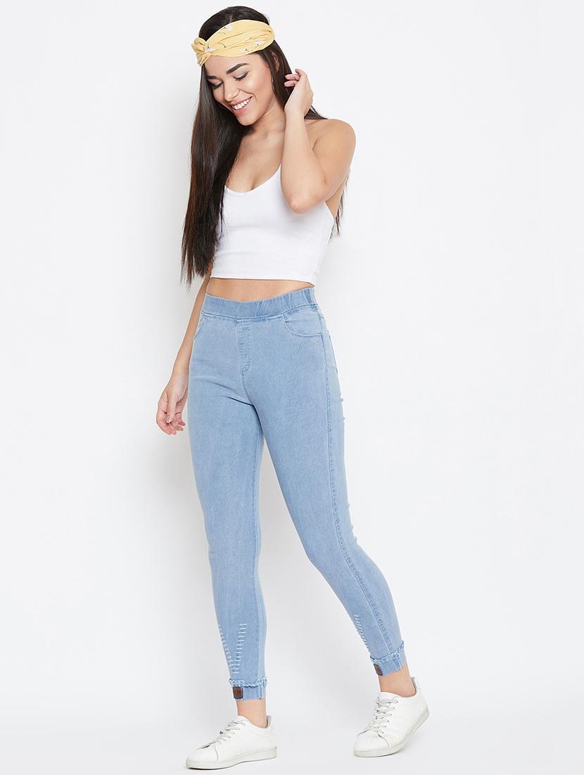distressed detail solid jeggings - 16459041 - Standard Image - 3