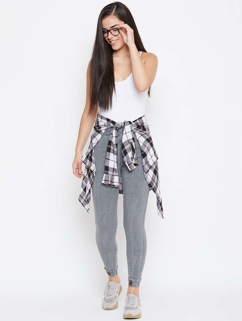 distressed detail solid jeggings  - 16459042 -  Standard Image - 3