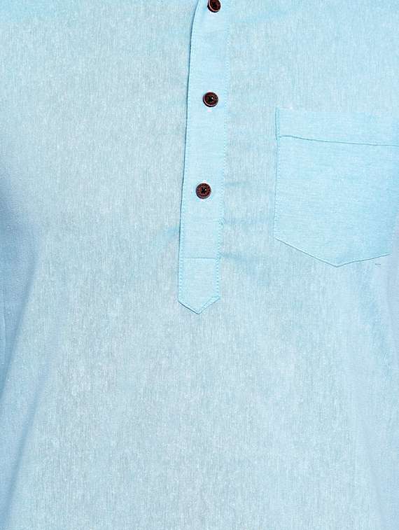 light blue solid long kurta - 16459268 -  Standard Image - 3