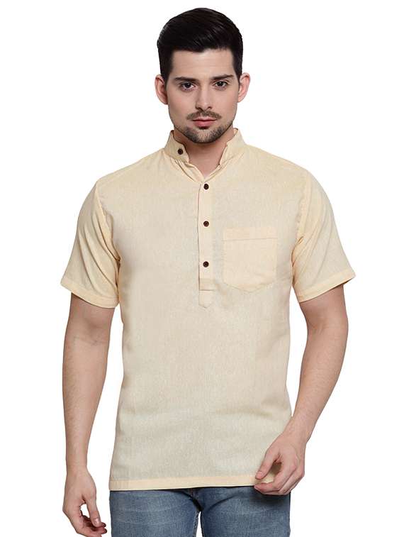 yellow solid short kurta - 16459271 - Zoom Image - 0