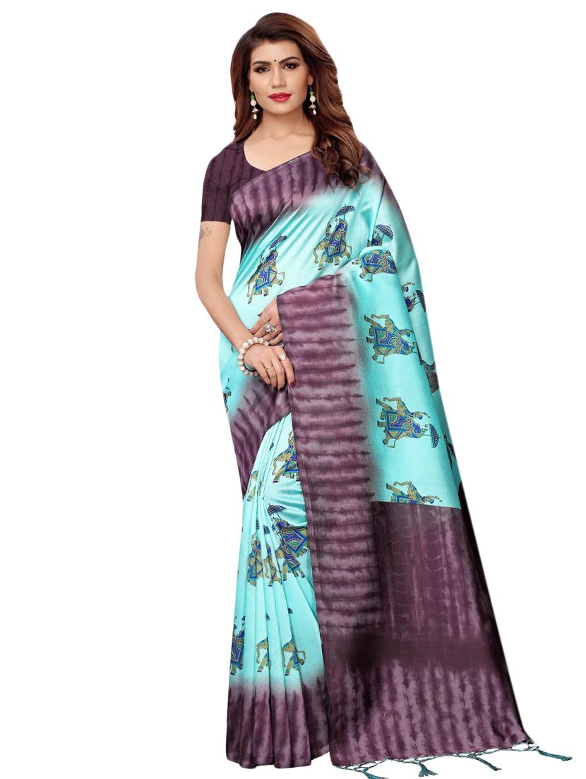 conversational printed saree with blouse - 16460012 -  Zoom Image - 0