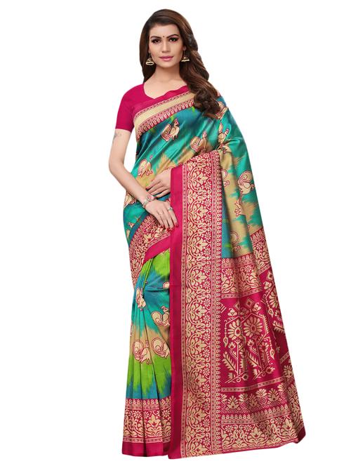 conversational printed saree with blouse - 16460041 - Standard Image - 0