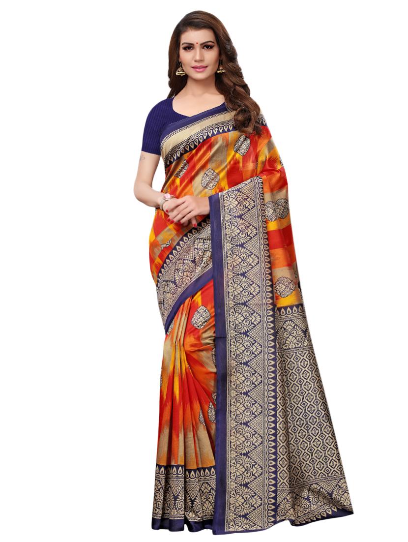 ikat printed saree with blouse - 16460045 - Zoom Image - 0