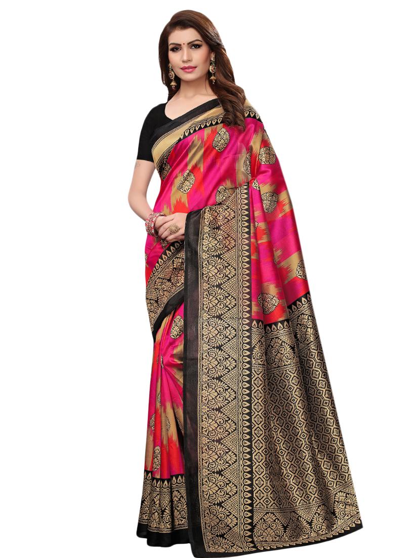 ikat printed saree with blouse - 16460046 -  Zoom Image - 0