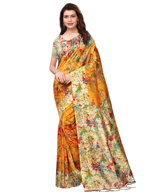abstract printed saree with blouse - 16460048 - Standard Image - 0