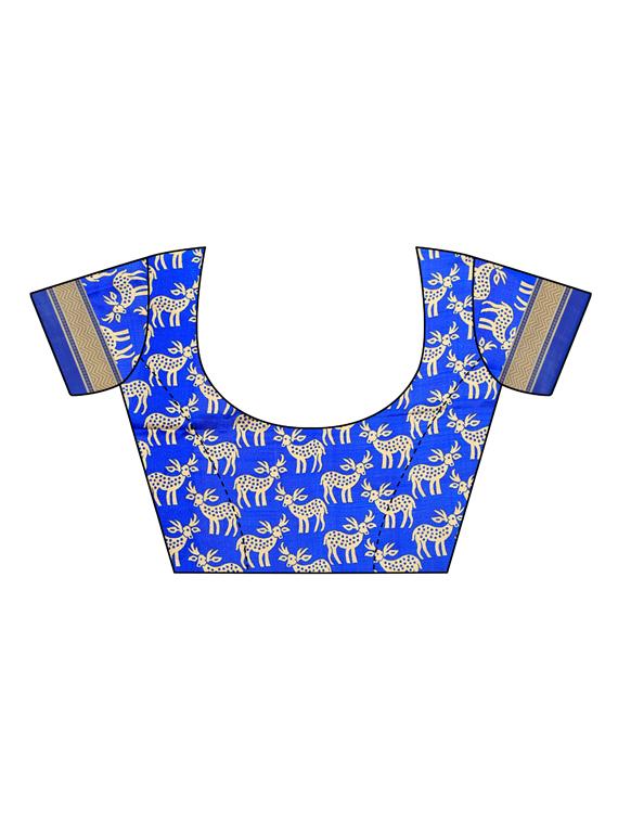contrast printed saree with blouse - 16460055 - Standard Image - 3