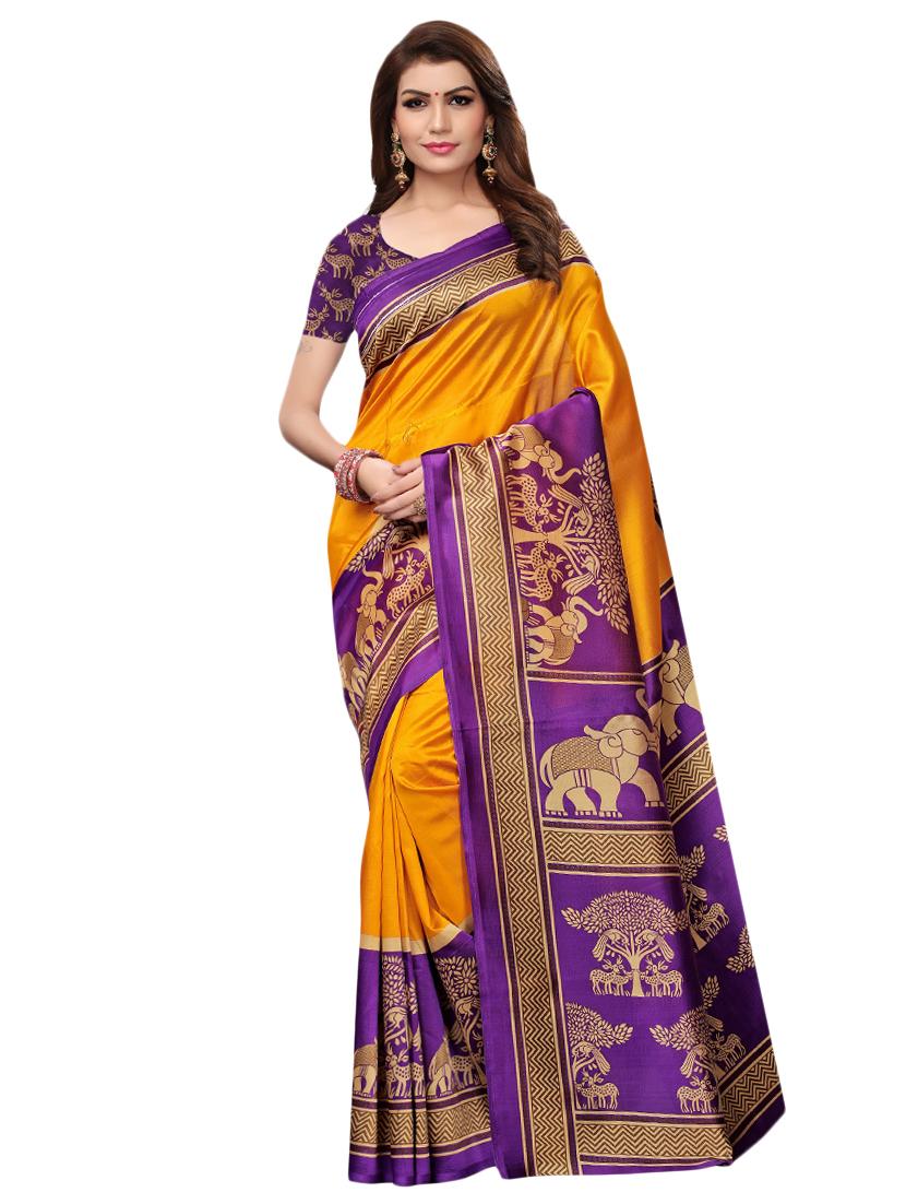 conversational printed saree with blouse - 16460056 -  Zoom Image - 0