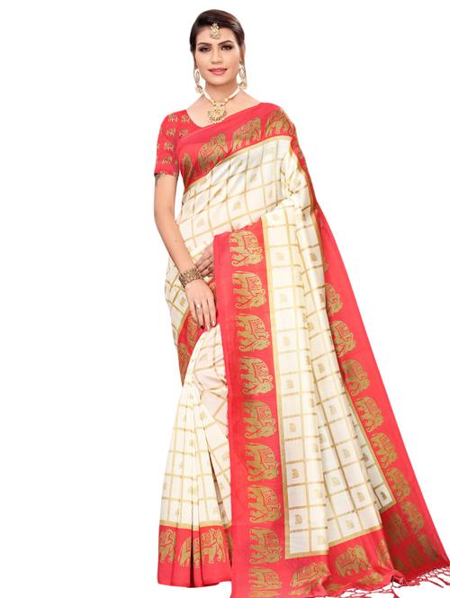 checkered printed saree with blouse - 16460140 -  Standard Image - 0