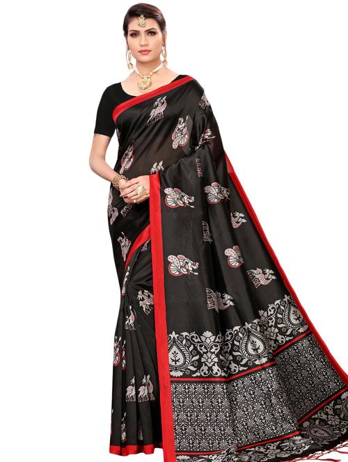 conversational printed saree with blouse - 16460144 - Standard Image - 0
