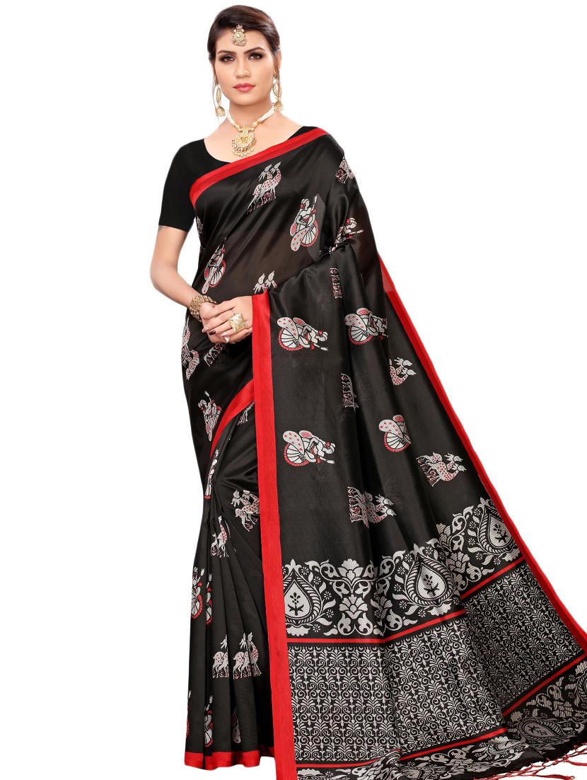 conversational printed saree with blouse - 16460144 - Zoom Image - 0