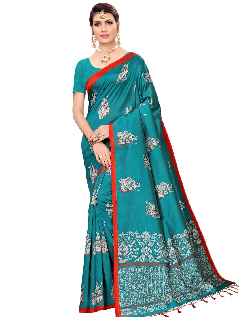 conversational printed saree with blouse - 16460146 -  Zoom Image - 0