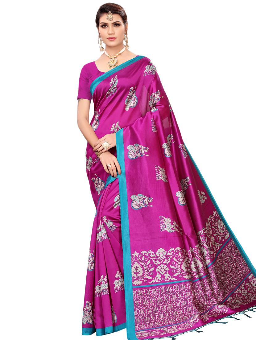 conversational printed saree with blouse - 16460149 -  Zoom Image - 0