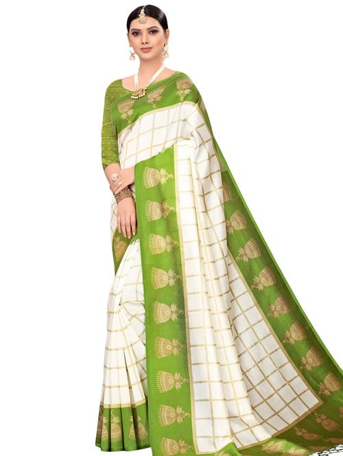checkered printed saree with blouse - 16460180 -  Standard Image - 0