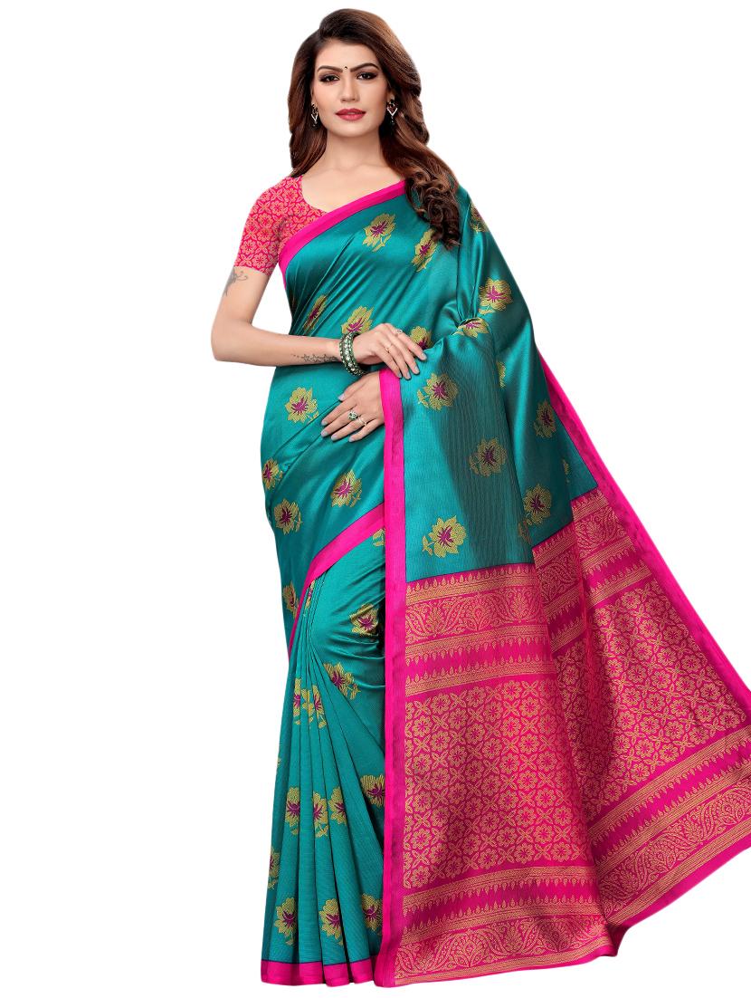 floral printed saree with blouse - 16460181 -  Zoom Image - 0