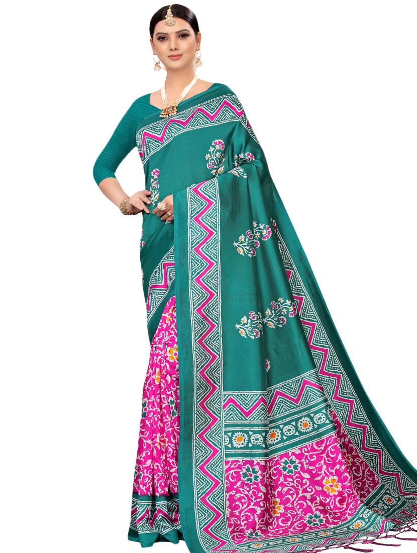 floral printed saree with blouse - 16460189 -  Zoom Image - 0