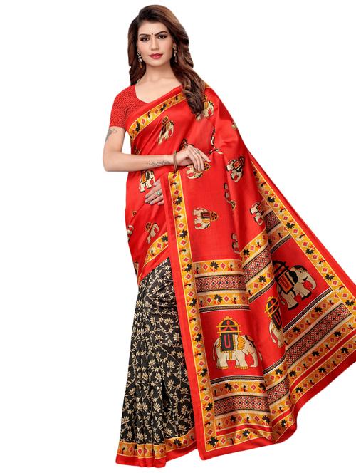 conversational printed saree with blouse - 16460192 - Standard Image - 0