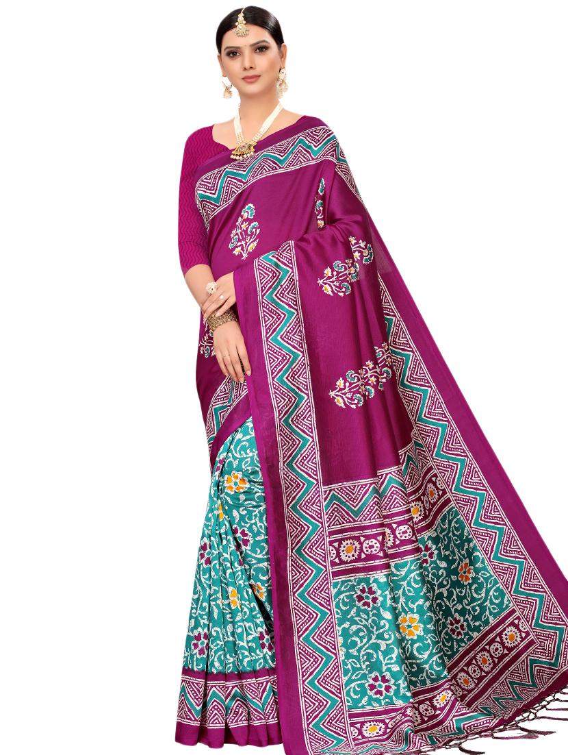 conversational printed saree with blouse - 16460193 -  Zoom Image - 0