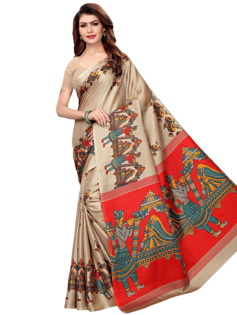 conversational printed saree with blouse - 16460210 - Zoom Image - 0