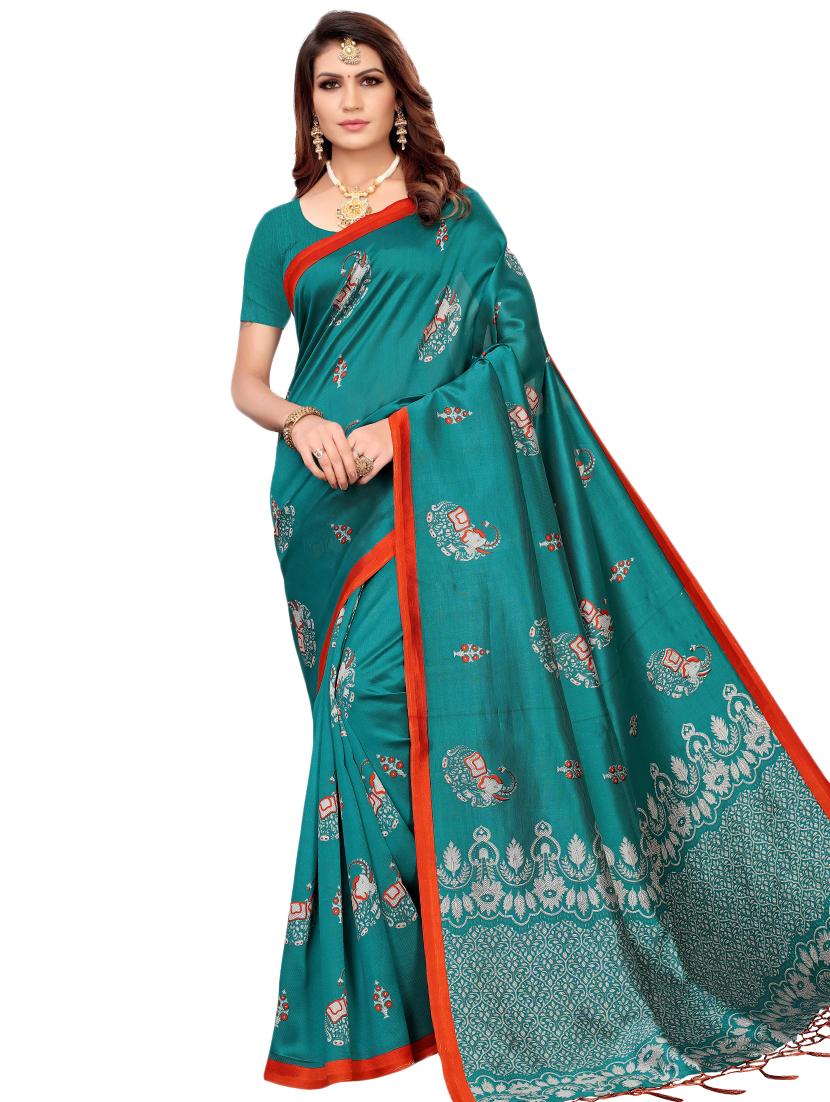 conversational printed saree with blouse - 16460211 - Zoom Image - 0