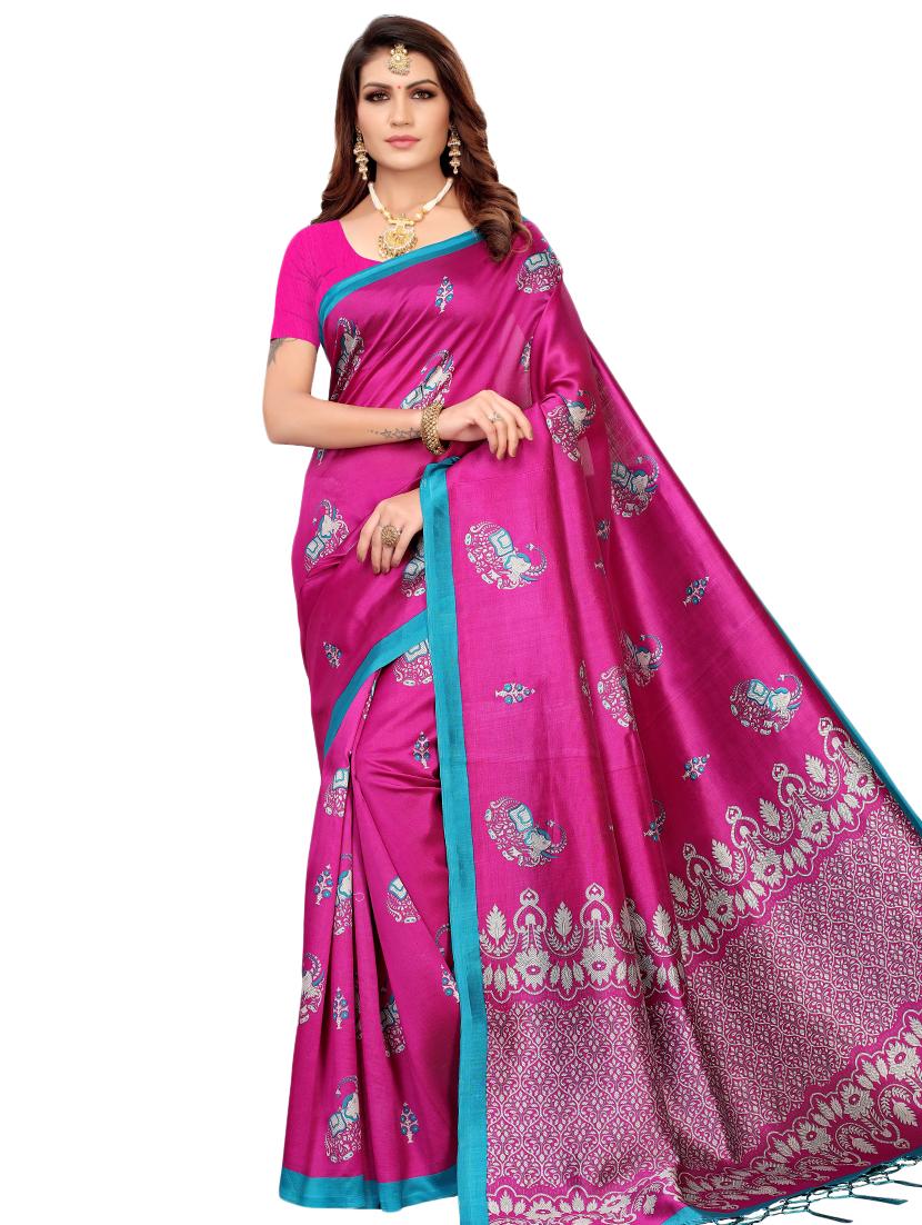 conversational printed saree with blouse - 16460215 - Zoom Image - 0