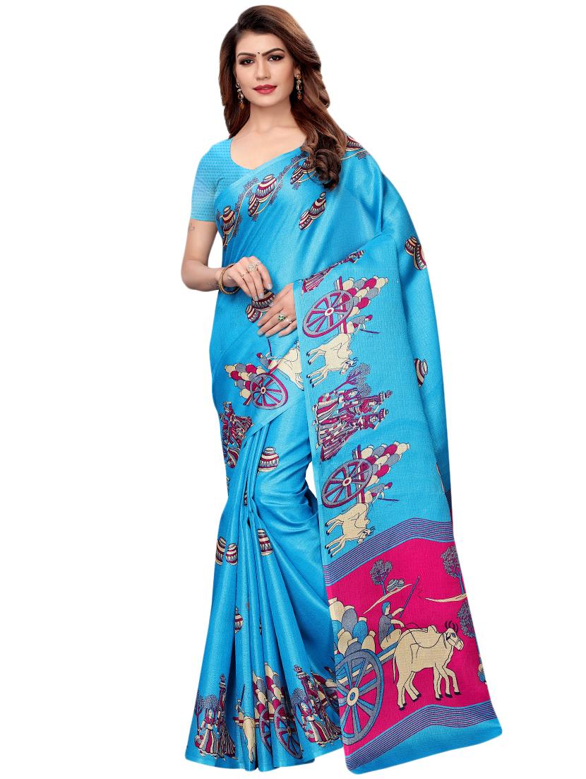 conversational printed saree with blouse - 16460230 - Zoom Image - 0
