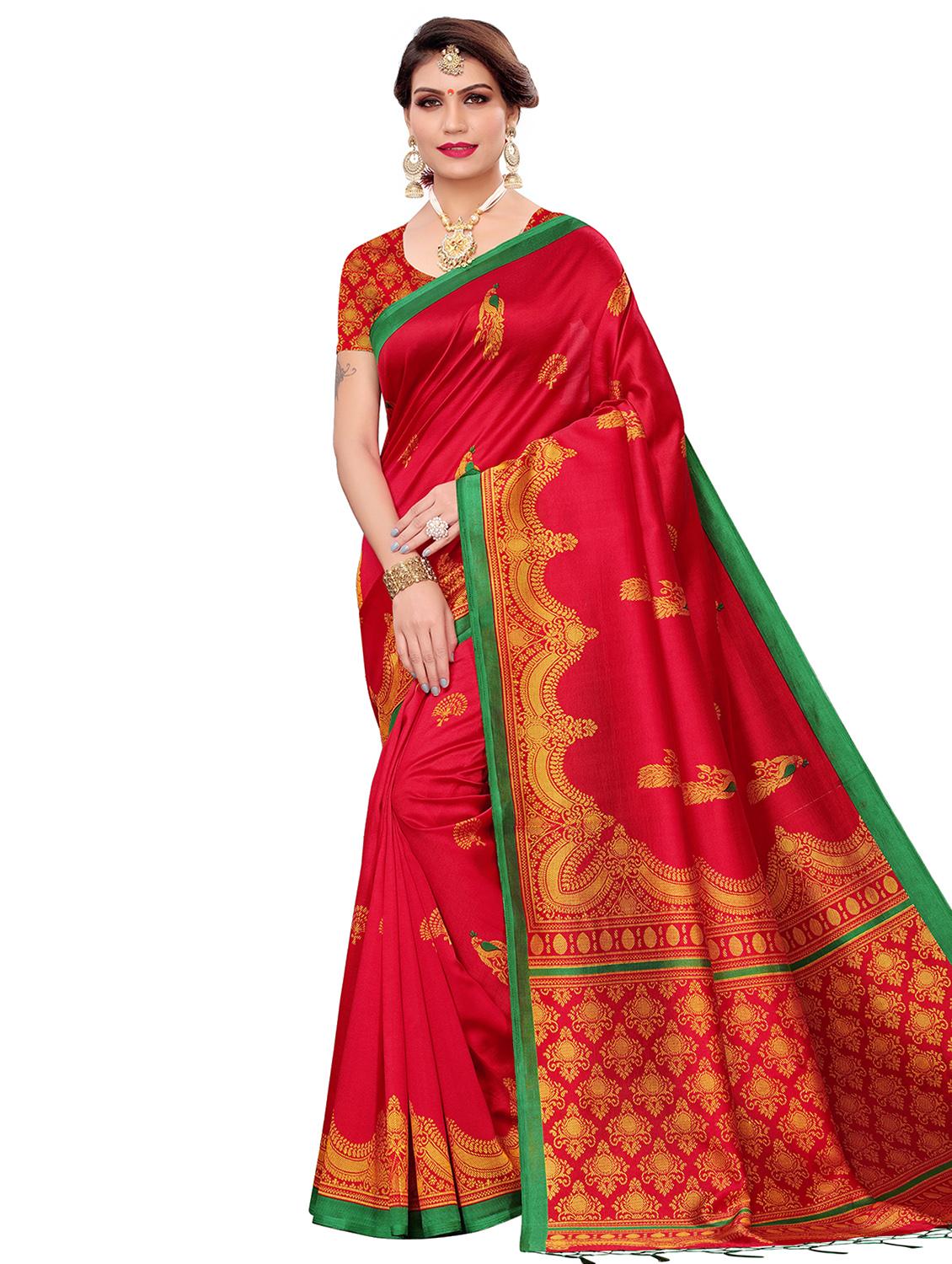 kalamkari printed saree with blouse - 16460285 -  Zoom Image - 0