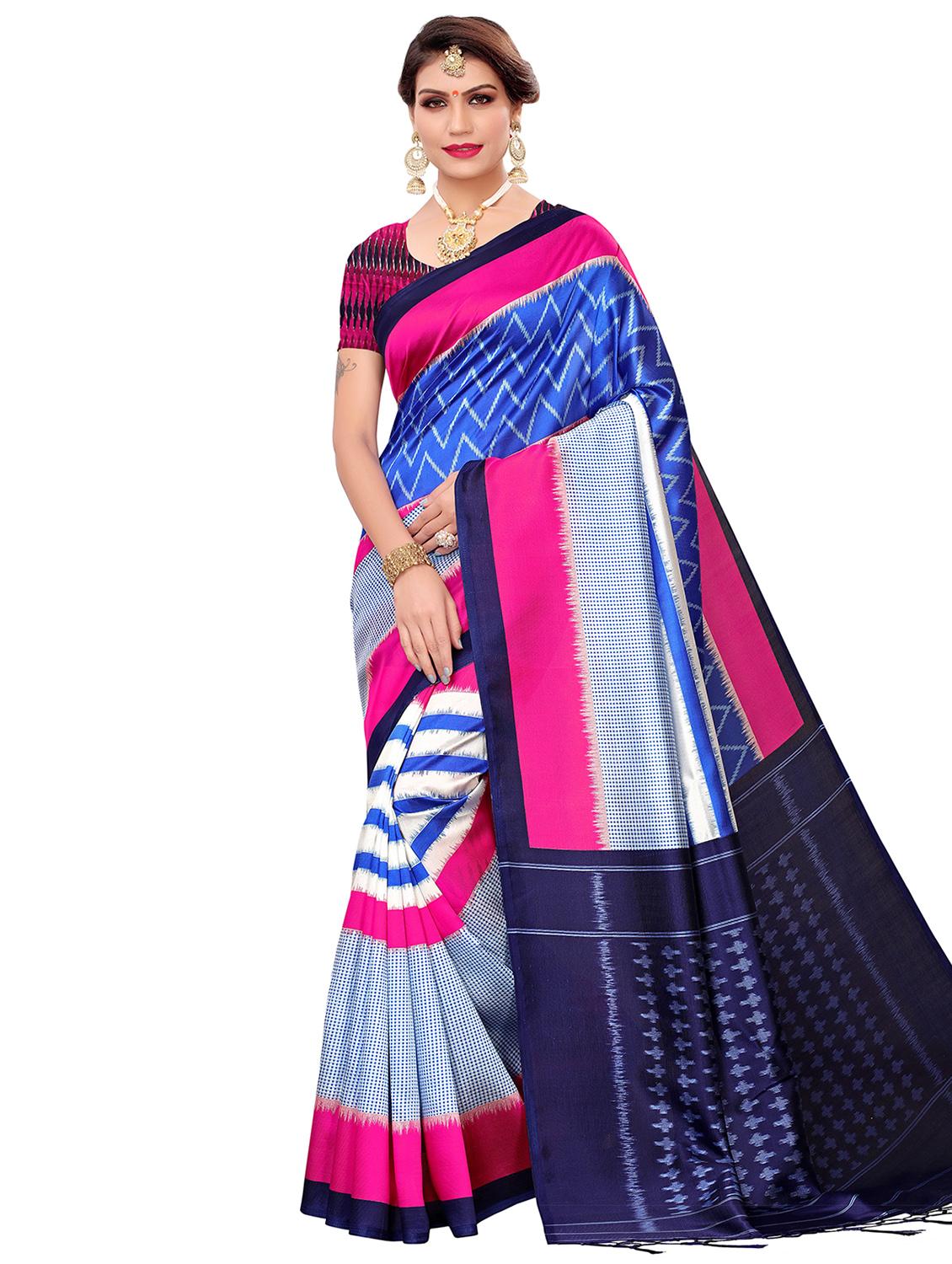 chevron printed saree with blouse - 16460287 - Zoom Image - 0