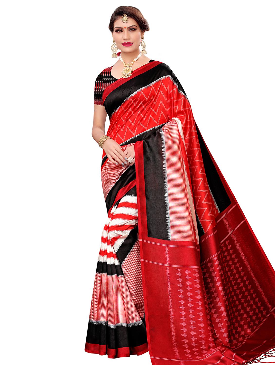 chevron printed saree with blouse - 16460289 -  Zoom Image - 0