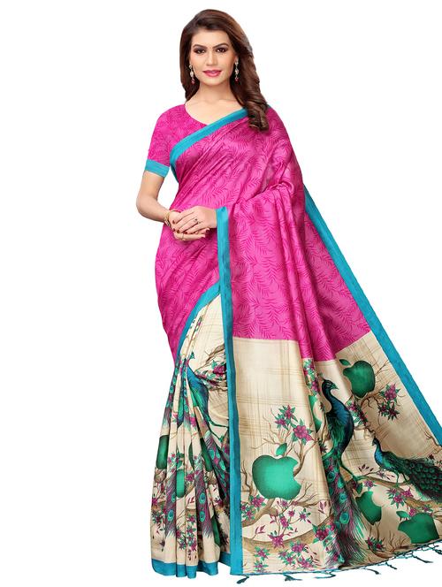 conversational printed half & half saree with blouse - 16460296 -  Standard Image - 0