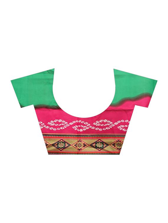 contrast shades bandhani saree with blouse - 16460301 - Standard Image - 3