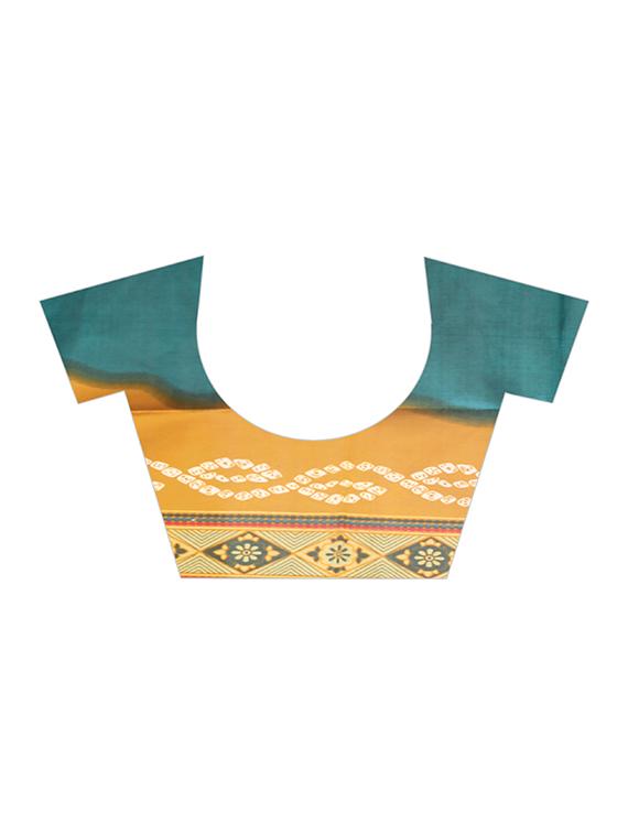 contrast shades bandhani saree with blouse - 16460303 - Standard Image - 3