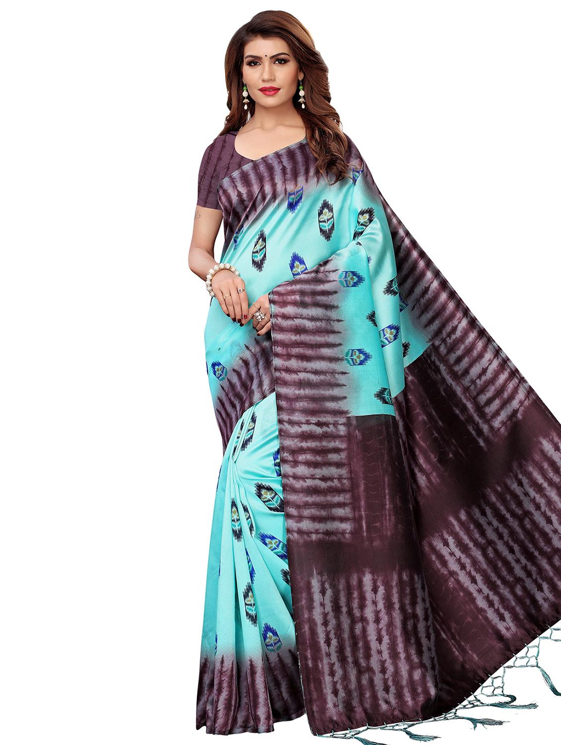 ikat printed saree with blouse - 16460323 - Zoom Image - 0