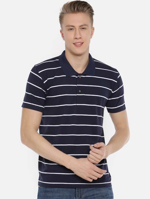 navy blue striped t-shirt - 16461005 -  Zoom Image - 0