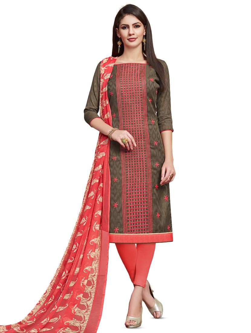 embroidered unstitched churidaar suit - 16461913 - Zoom Image - 0