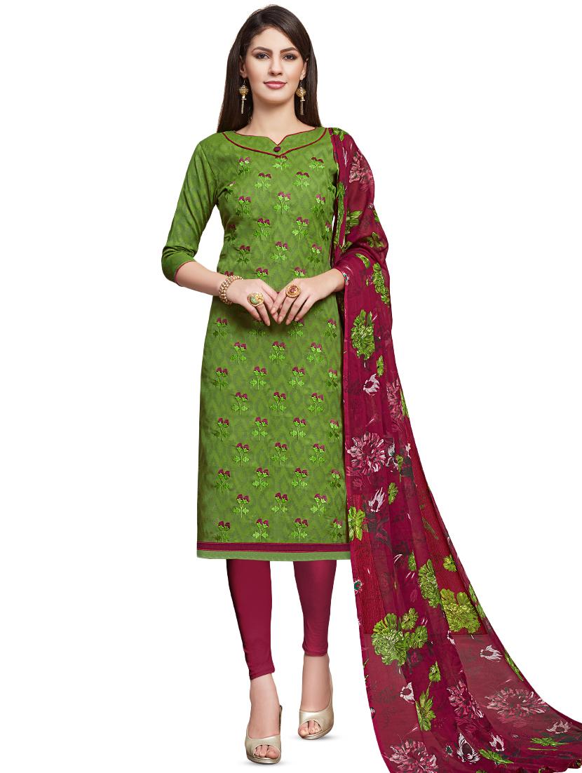 embroidered unstitched churidaar suit - 16461921 - Zoom Image - 0