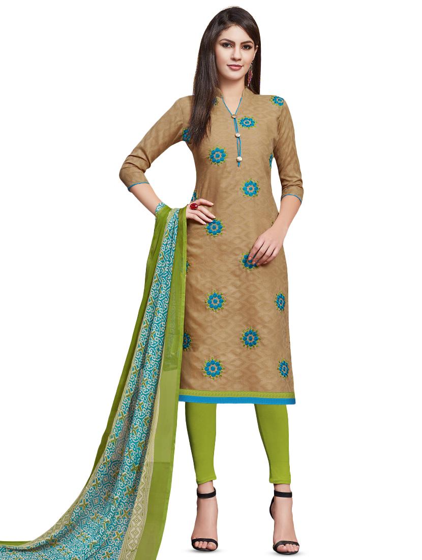 embroidered unstitched churidaar suit - 16461923 -  Zoom Image - 0
