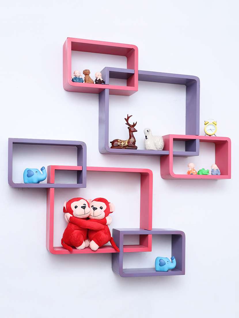 Buy Mdf Decorative Intersecting Round Coner Wall Shelf Storage